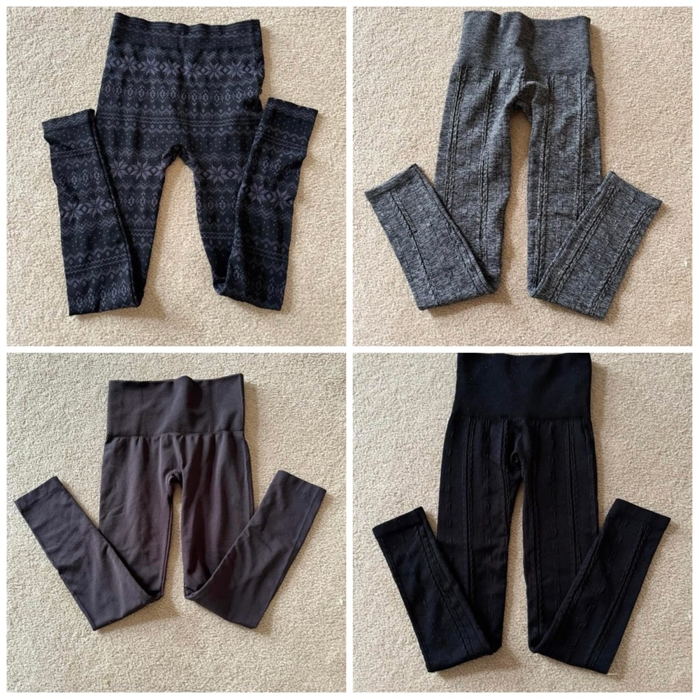 4 Elegant Women's Leggings Set - Black and Gray